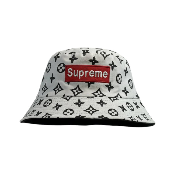 🔄 Supreme Monogram Reversible Bucket Hat | Black & White Double Face 🖤🤍