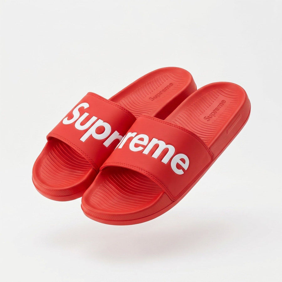 Supreme Logo Slide Sandals — Red