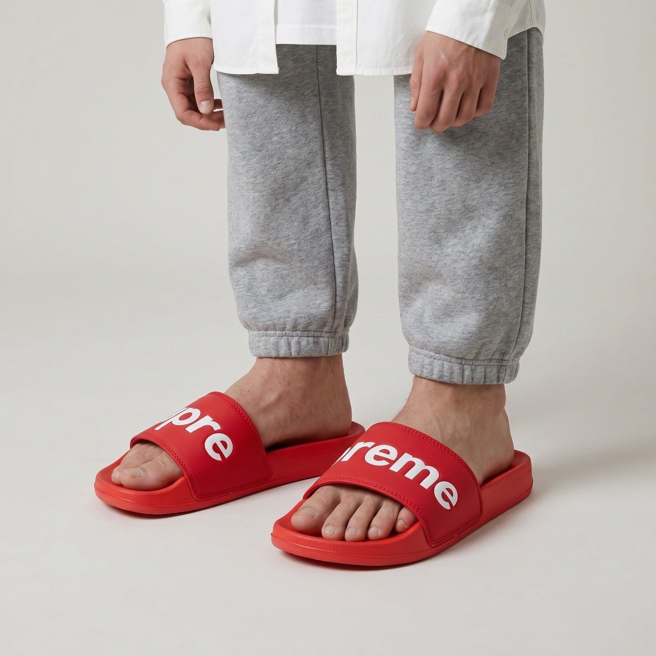 ❤️🔥 Supreme Red Logo Slide Sandals | Lightweight Comfort Slides