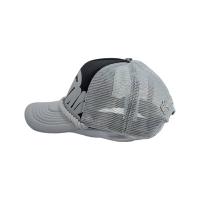 🖤 SYNA Style Black & Grey Trucker Cap | Bold Logo Streetwear Hat 🧢 - MASTERPIECE