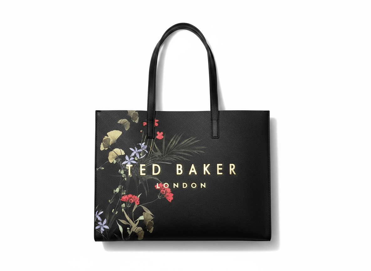 Ted Baker Black Floral Tote Bag – Luxury Elegant Shopper 🖤🌺 - MASTERPIECE