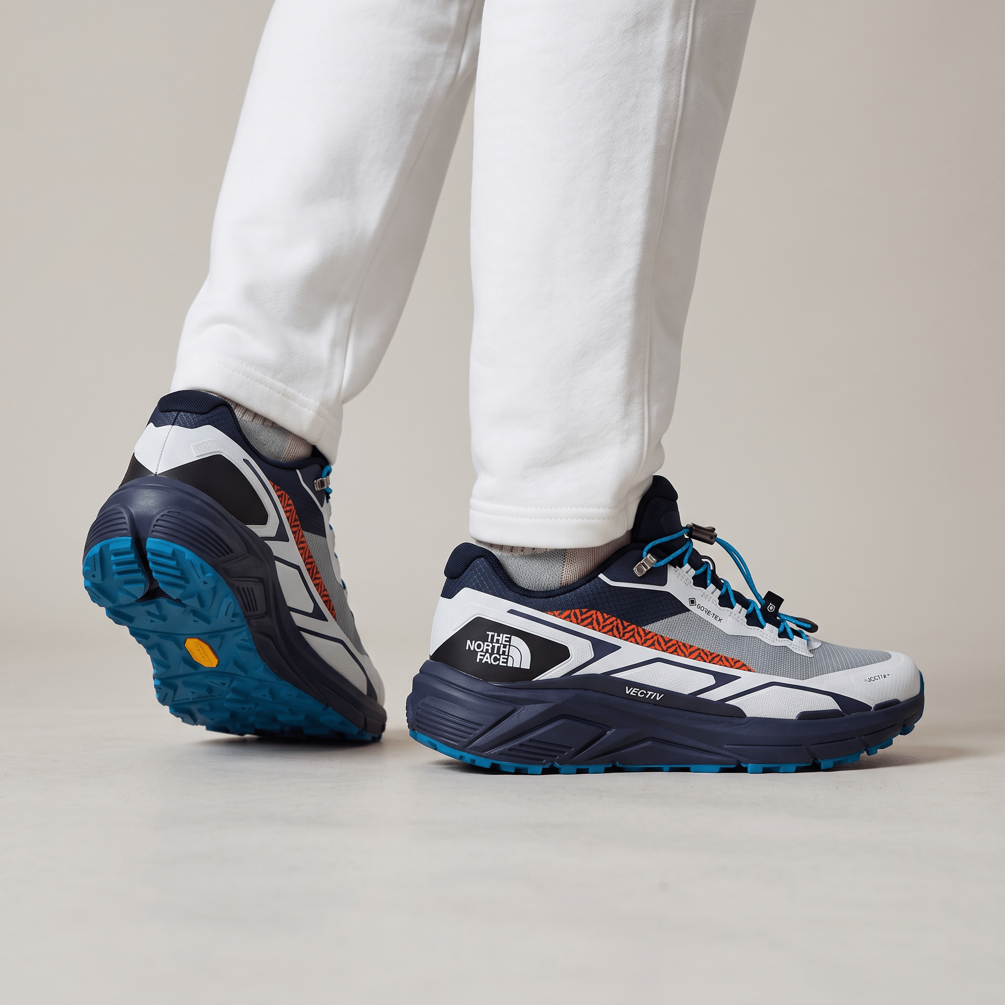 🏔️ The North Face GORE-TEX Vibram Trail Running Shoes – White/Navy - MASTERPIECE