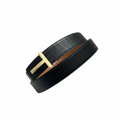 Tom Ford Black Leather Belt 110CM 🖤✨ Luxury Gold Buckle Designer Style Belt - MASTERPIECE