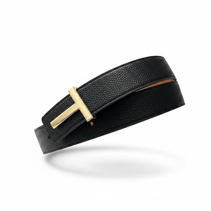 Tom Ford Black Leather Belt 110CM 🖤✨ Luxury Gold Buckle Designer Style Belt - MASTERPIECE