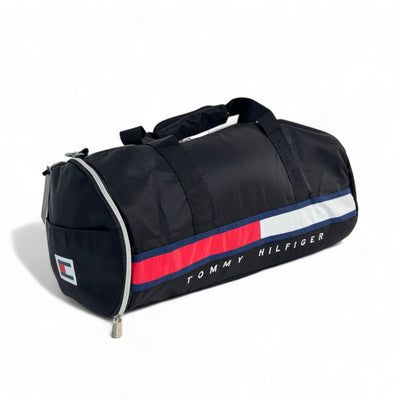 Tommy Hilfiger Black Duffel Bag – Classic Stripe Logo - MASTERPIECE