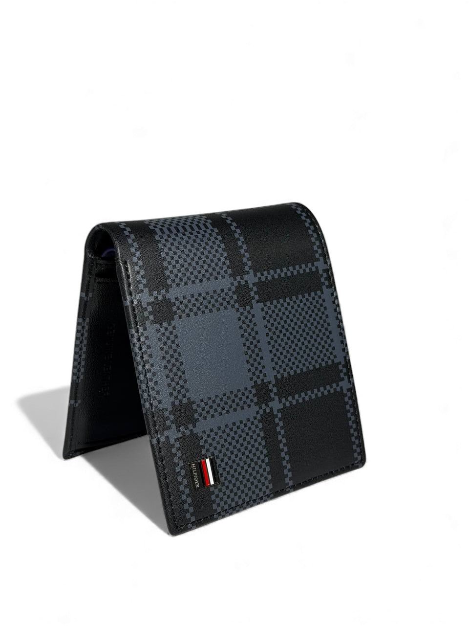 Tommy Hilfiger Checkered Leather Wallet — Black - MASTERPIECE