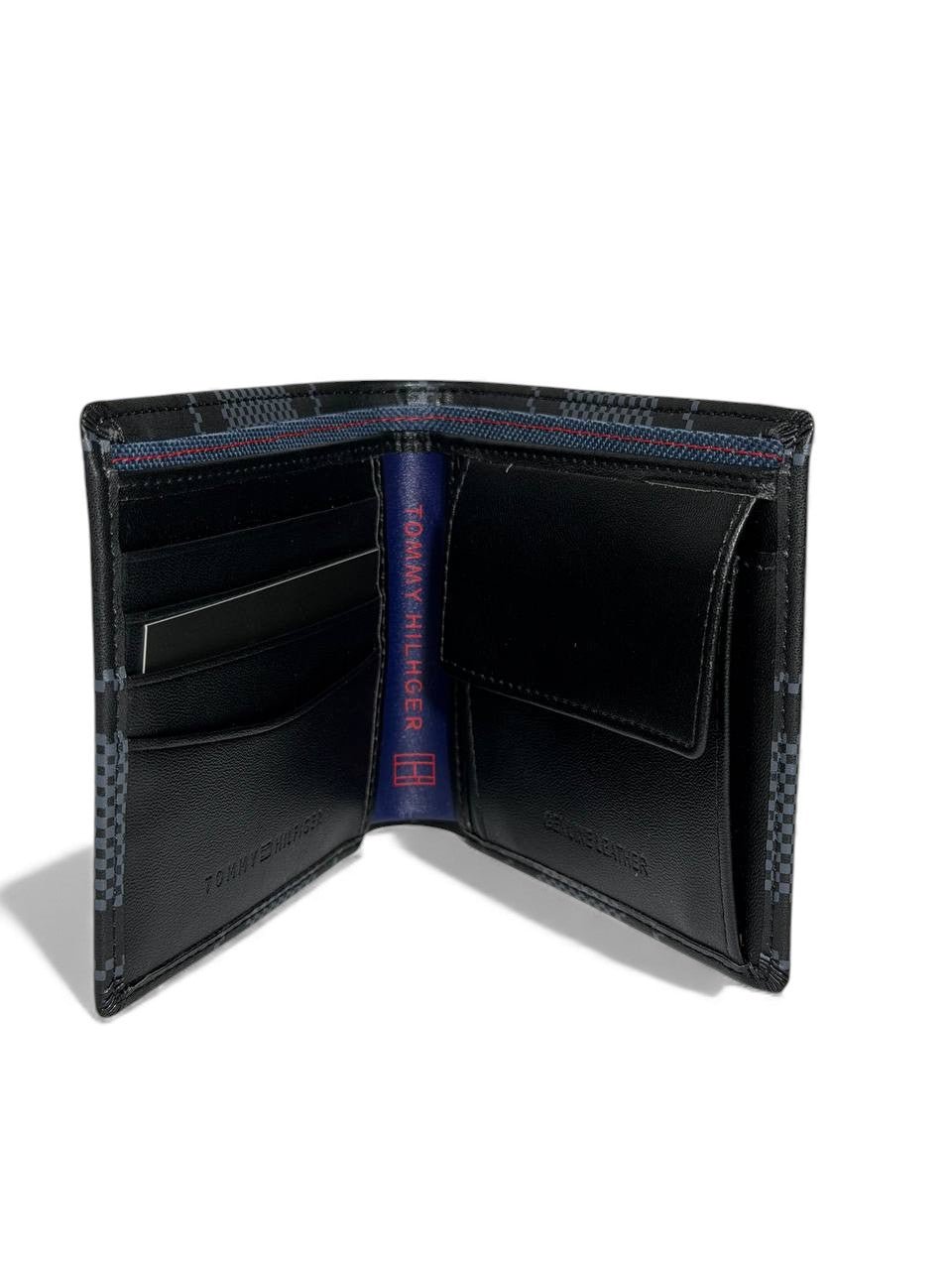 Tommy Hilfiger Checkered Leather Wallet — Black - MASTERPIECE