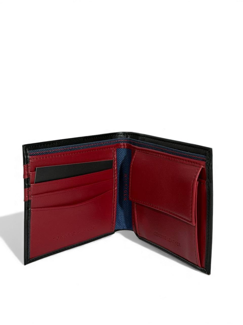 Tommy Hilfiger Chevron Leather Wallet — Black & Red - MASTERPIECE