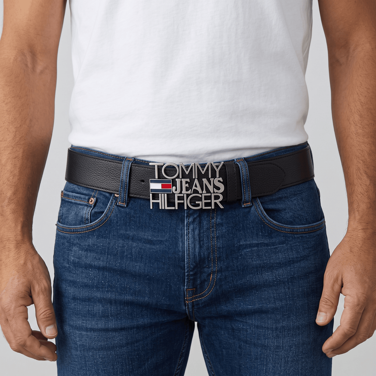 Tommy Hilfiger Crest Leather Belt 120 cm — Black & Brown - MASTERPIECE