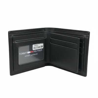 Tommy Hilfiger Embossed Leather Bifold Wallet — Black - MASTERPIECE
