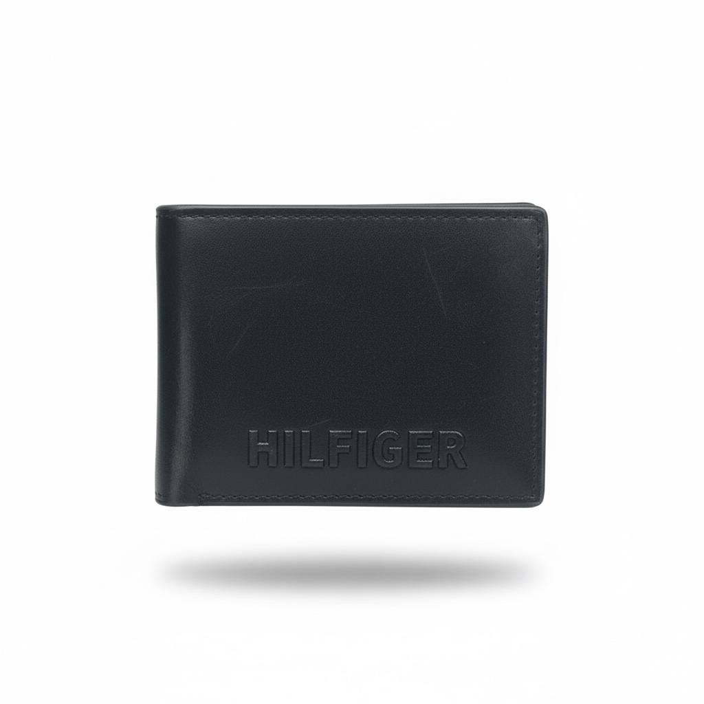 Tommy Hilfiger Embossed Leather Bifold Wallet — Black - MASTERPIECE