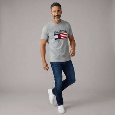 Tommy Hilfiger Heritage Flag Logo T-Shirt – Heather Grey 🇺🇸✨ - MASTERPIECE