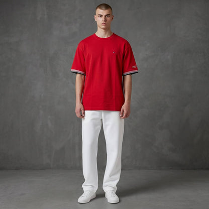Tommy Hilfiger Inspired Oversized Red Essential T-Shirt for Men – Premium Casual Streetwear Tee 🔥 - MASTERPIECE