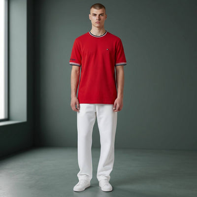 Tommy Hilfiger Inspired Oversized Red Essential T-Shirt for Men – Premium Casual Streetwear Tee 🔥 - MASTERPIECE
