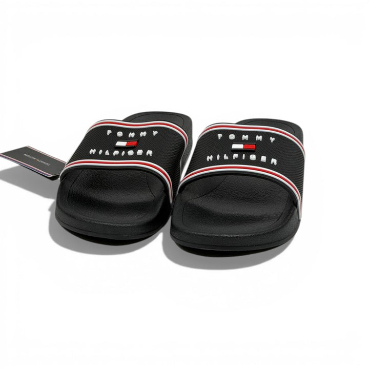 Tommy Hilfiger Logo Slide Slippers — Black