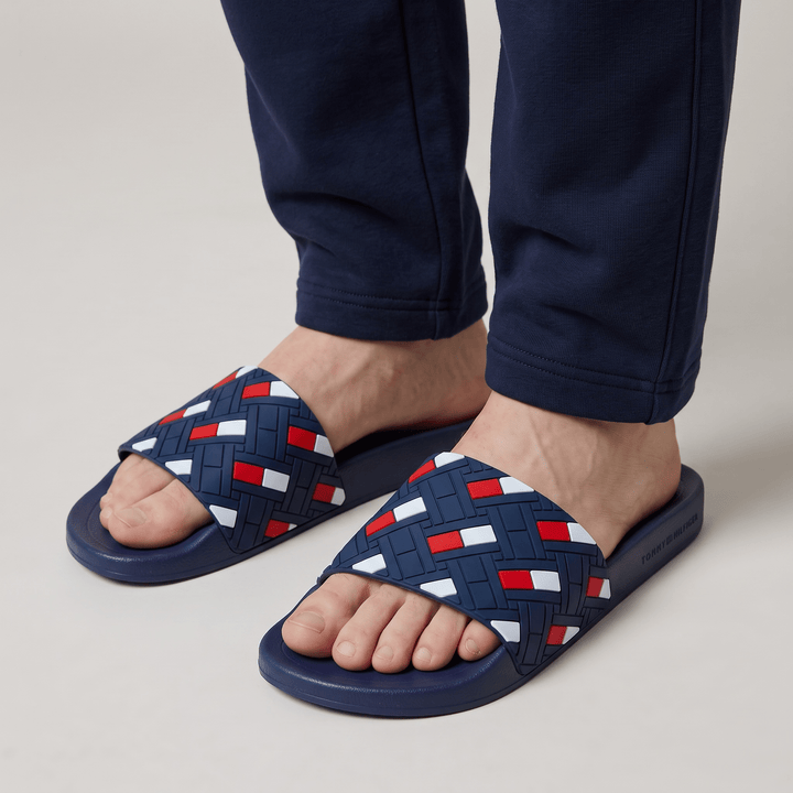 Tommy Hilfiger Logo Slides — Navy Blue