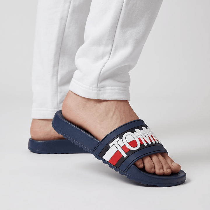 Tommy Hilfiger Logo Slides — Navy