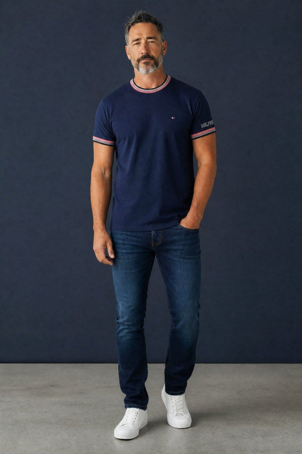 Tommy Hilfiger Luxury Navy Blue Crew Neck T-Shirt for Men – Premium Smart Casual Cotton Summer Tee 💙✨