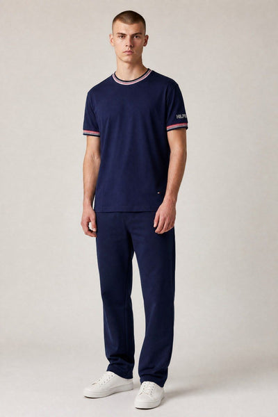 Tommy Hilfiger Luxury Navy Blue Crew Neck T-Shirt for Men – Premium Smart Casual Cotton Summer Tee 💙✨ - MASTERPIECE