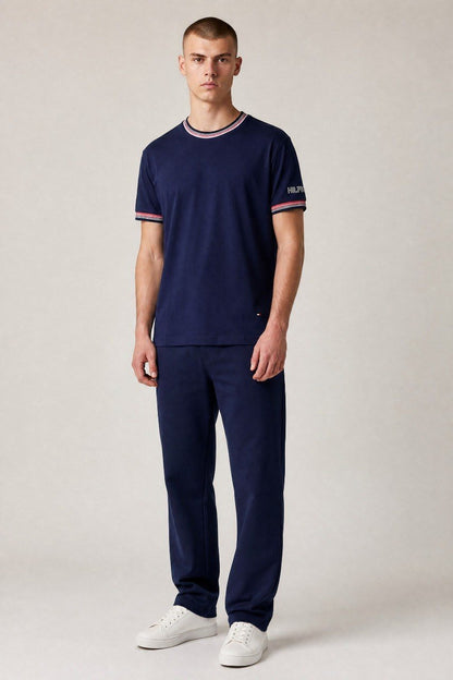 Tommy Hilfiger Luxury Navy Blue Crew Neck T-Shirt for Men – Premium Smart Casual Cotton Summer Tee 💙✨ - MASTERPIECE