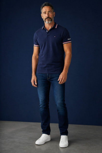 Tommy Hilfiger Luxury Navy Blue Crew Neck T-Shirt for Men – Premium Smart Casual Cotton Summer Tee 💙✨ - MASTERPIECE