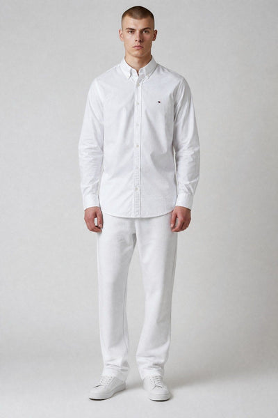 Tommy Hilfiger Premium Classic Oxford Button Down Long Sleeve Shirt for Men – Crisp White Luxury Edition 🤍✨ - MASTERPIECE
