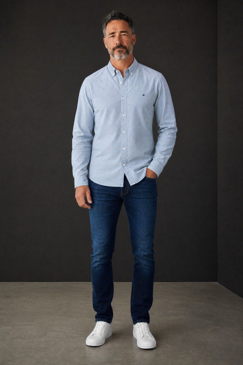 Tommy Hilfiger Premium Oxford Button-Down Shirt for Men – Relaxed Fit Smart Casual Long Sleeve Shirt 💙✨ - MASTERPIECE