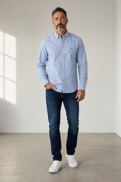 Tommy Hilfiger Premium Oxford Button-Down Shirt for Men – Relaxed Fit Smart Casual Long Sleeve Shirt 💙✨ - MASTERPIECE