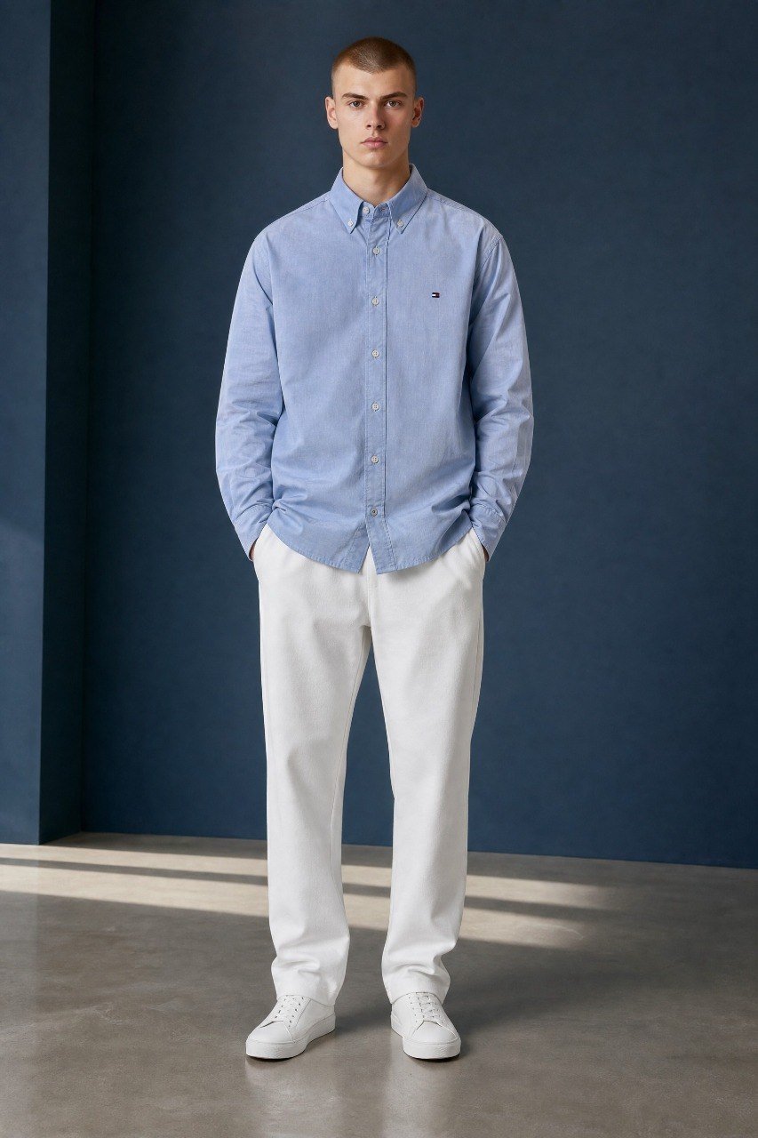Tommy Hilfiger Premium Oxford Button-Down Shirt for Men – Relaxed Fit Smart Casual Long Sleeve Shirt 💙✨ - MASTERPIECE