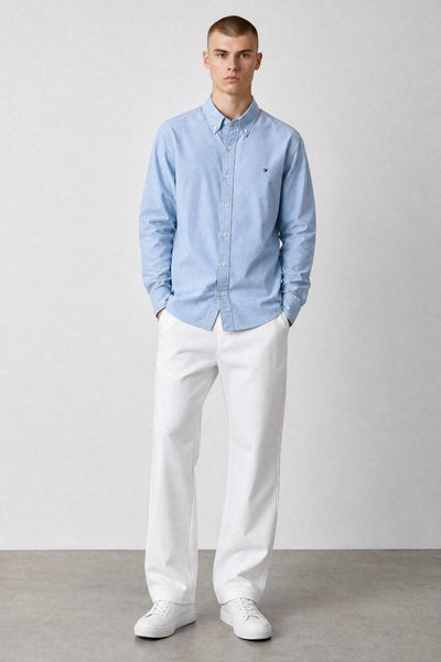Tommy Hilfiger Premium Oxford Button-Down Shirt for Men – Relaxed Fit Smart Casual Long Sleeve Shirt 💙✨ - MASTERPIECE