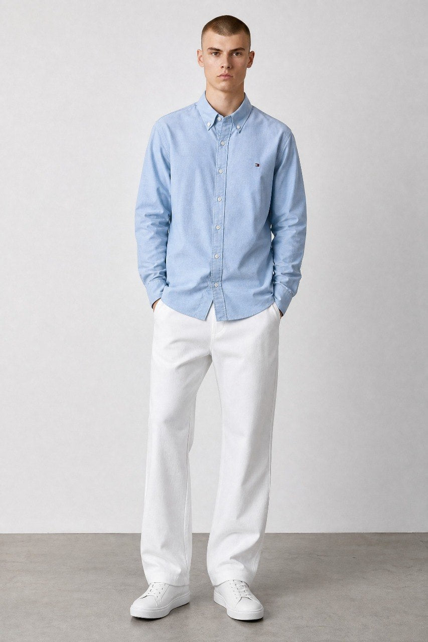 Tommy Hilfiger Premium Oxford Button-Down Shirt for Men – Relaxed Fit Smart Casual Long Sleeve Shirt 💙✨ - MASTERPIECE