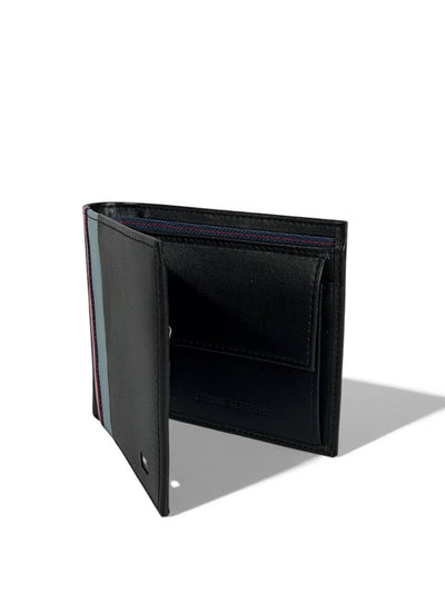 Tommy Hilfiger Stripe Bifold Leather Wallet — Black & Blue - MASTERPIECE