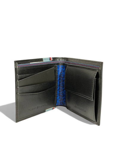 Tommy Hilfiger Stripe Bifold Leather Wallet — Black & Blue - MASTERPIECE