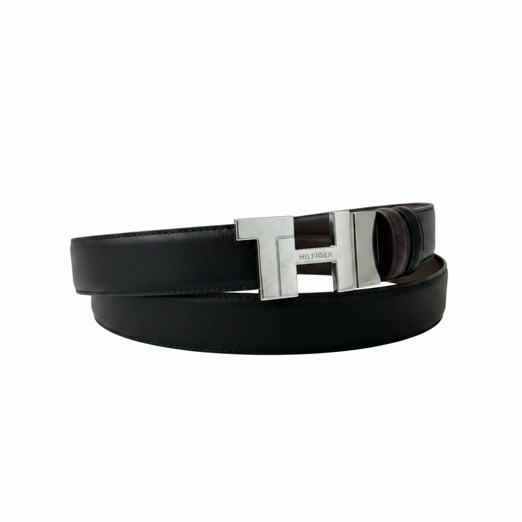 ✨ Tommy Hilfiger TH Reversible Leather Belt 120CM – Black & Brown - MASTERPIECE