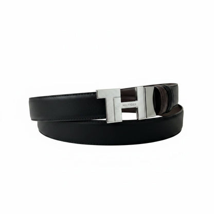 ✨ Tommy Hilfiger TH Reversible Leather Belt 120CM – Black & Brown - MASTERPIECE