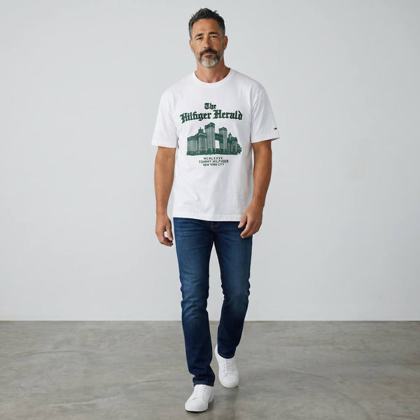 Tommy Hilfiger “The Hilfiger Herald” Graphic T-Shirt 🏙️🤍