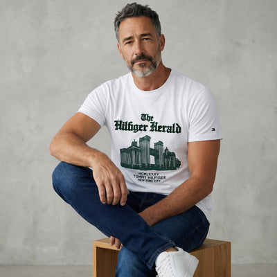 Tommy Hilfiger “The Hilfiger Herald” Graphic T-Shirt 🏙️🤍 - MASTERPIECE