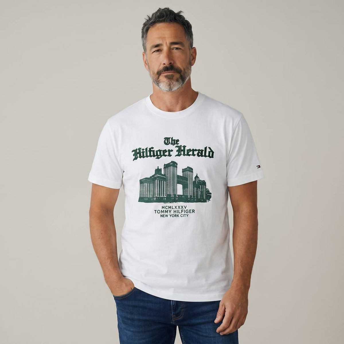 Tommy Hilfiger “The Hilfiger Herald” Graphic T-Shirt 🏙️🤍 - MASTERPIECE