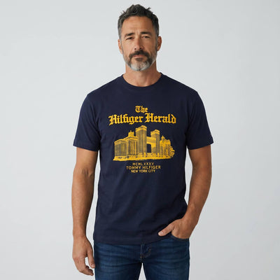 Tommy Hilfiger “The Hilfiger Herald” Navy Graphic T-Shirt 🌆💛 - MASTERPIECE