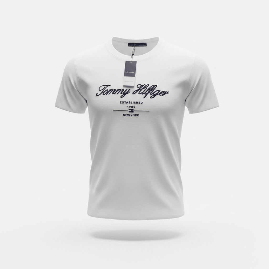 Tommy Hilfiger White Script Logo T-Shirt 🤍🇺🇸 Classic Heritage Edition - MASTERPIECE