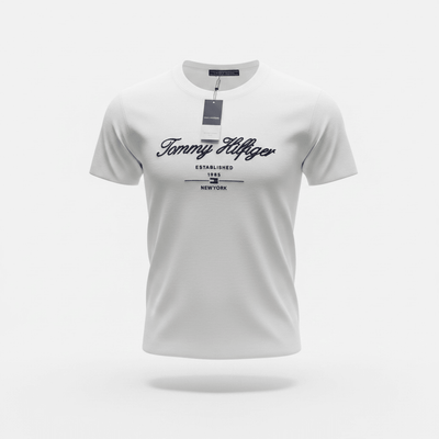 Tommy Hilfiger White Script Logo T-Shirt 🤍🇺🇸 Classic Heritage Edition - MASTERPIECE