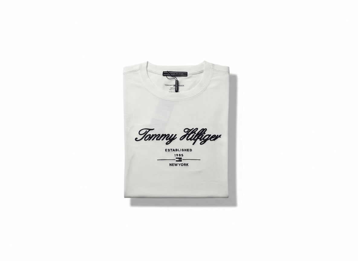 Tommy Hilfiger White Script Logo T-Shirt 🤍🇺🇸 Classic Heritage Edition - MASTERPIECE