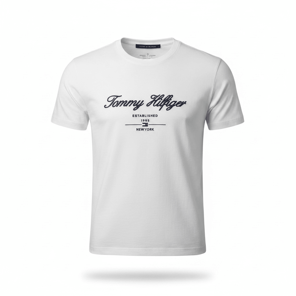 Tommy Hilfiger White Script Logo T-Shirt 🤍🇺🇸 Classic Heritage Edition - MASTERPIECE