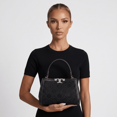 Tory Burch Crystal Embellished Mini Top Handle Bag – Black Luxury Statement 🖤✨ - MASTERPIECE