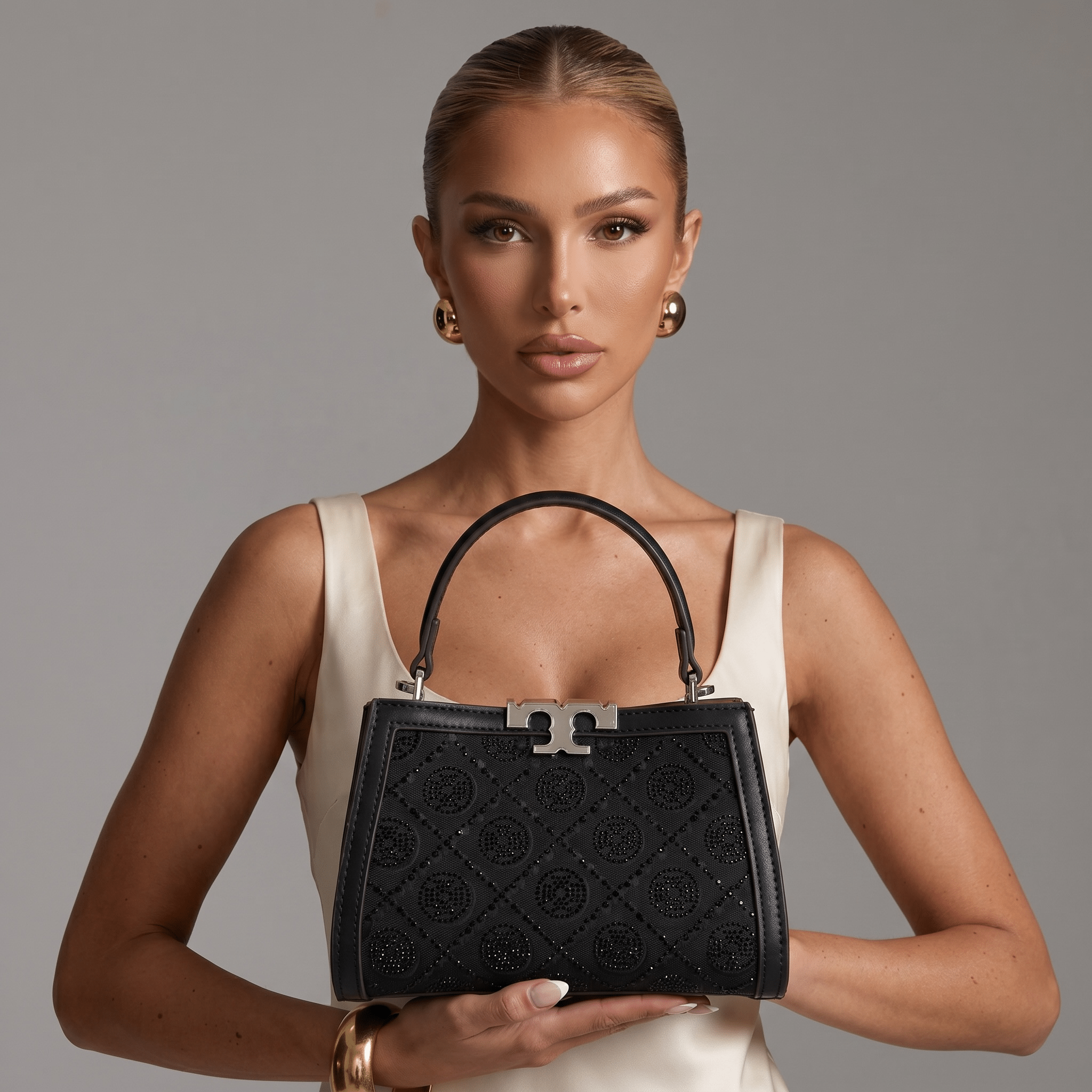 Tory Burch Crystal Embellished Mini Top Handle Bag – Black Luxury Statement 🖤✨ - MASTERPIECE