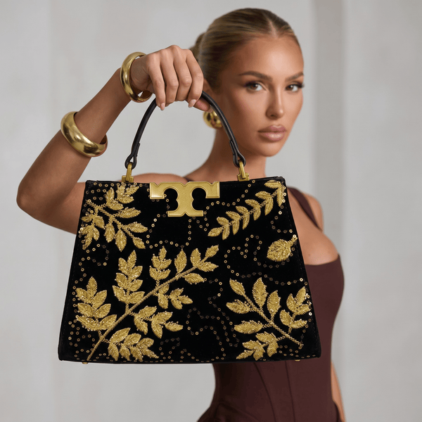 ✨ Tory Burch Eleanor Embroidered Top Handle Bag – Black & Gold Luxury Edition ✨