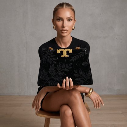 ✨ Tory Burch Lee Radziwill Embellished Top Handle Bag – Midnight Black Edition ✨ - MASTERPIECE