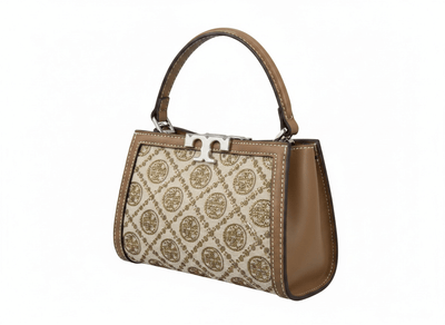 Tory Burch Monogram Canvas Mini Top Handle Bag – Beige Luxury Classic 🤎✨ - MASTERPIECE