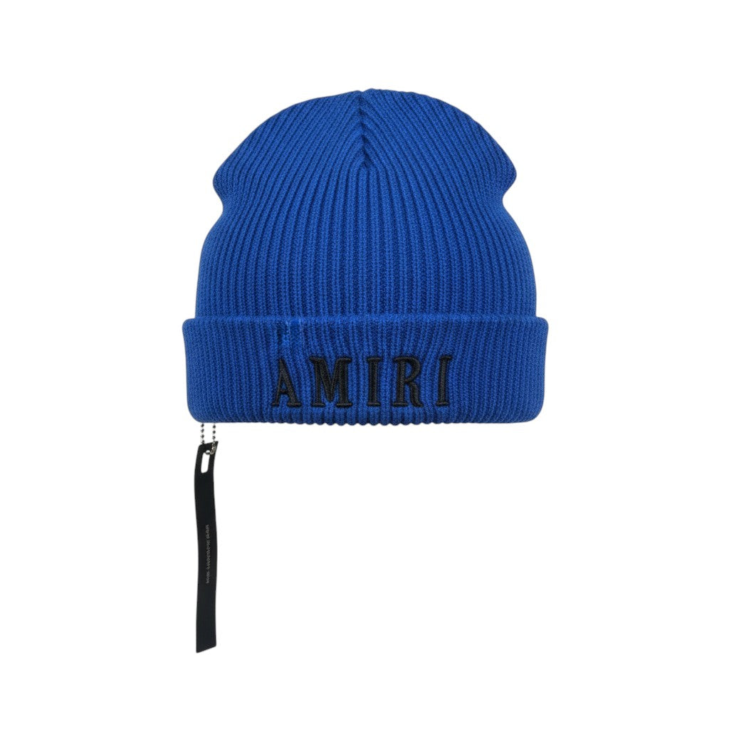 💙 Amiri Royal Blue Beanie | Black Logo Luxury Knit Hat
