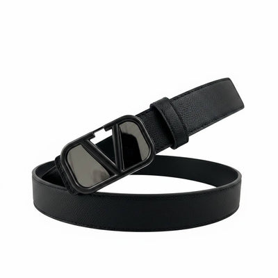 Valentino All Black Luxury V Buckle Belt 125CM – Premium Elegant Designer Belt 🖤✨ - MASTERPIECE